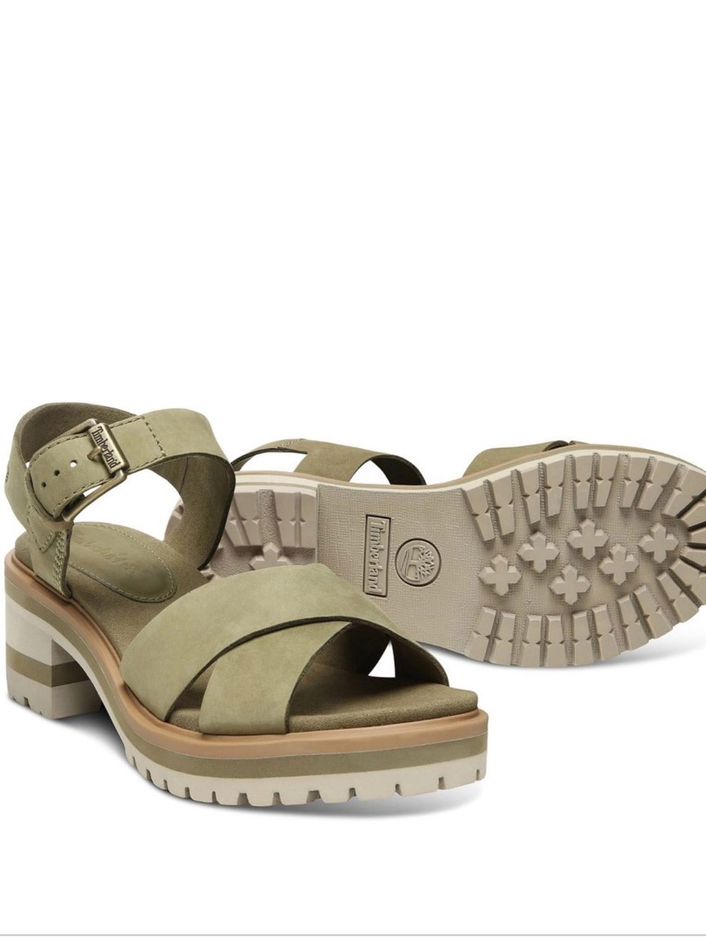 NWT Timberland Violet Marsh Cross Band Sandals in Olive Nubuck Size 38.5